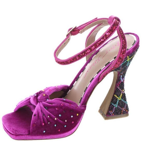 Betsey Johnson Alianna Heels  Magenta Velvet Rhinestone Heel NIB 10 - Picture 2 of 8